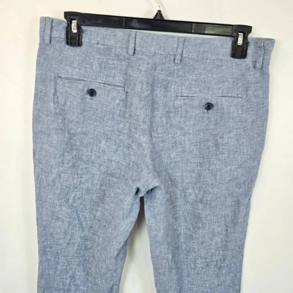 Perry Ellis Slim Fit Linen Blend Chambray Chino Pants - Picture 9 of 15